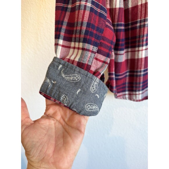 Jachs Girlfriend Women's Red Plaid Long Sleeve Pearl Snap Button Down Shirt M - Picture 5 of 11